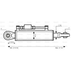 Cięgło hydrauliczne (Kat.1/2) Kula i Kula, średnica cylindra: 70mm, Długość min : 550mm. 