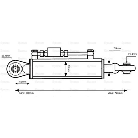 Cięgło hydrauliczne (Kat.2/2) Kula i Kula, średnica cylindra: 63mm, Długość min : 500mm.