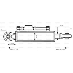 Cięgło hydrauliczne (Kat.2/2) Kula i Kula, średnica cylindra: 63mm, Długość min : 535mm. 