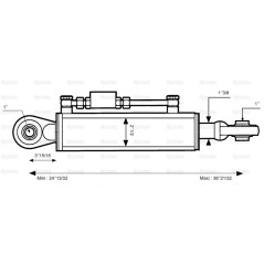 Cięgło hydrauliczne (Kat.2/2) Kula i Kula, średnica cylindra: 63mm, Długość min : 620mm. 