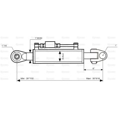 Cięgło hydrauliczne (Kat.2/3) Przegub i Kula, średnica cylindra: 90mm, Długość min : 640mm. 