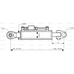 Cięgło hydrauliczne (Kat.36mm/3) Przegub i Kula, średnica cylindra: 90mm, Długość min : 640mm. 