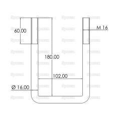 Cybanty U z nakretkami- M16x102mm Długość: 180mm 