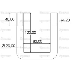 Cybanty U z nakretkami- M20x82mm Długość: 120mm 