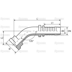 Dicsa 1'' x 44.5mm 135° Złączka kątowa z kołnierzem (3000psi) 