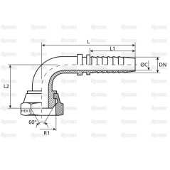 Dicsa BSP 60° Wkłąd węża 1/4'' x 1/2'' Gwint żeński 90° Złączka kątowa 