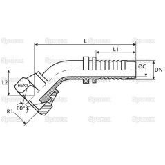 Dicsa BSP 60° Wkłąd węża 3/8'' x 3/8'' Gwint żeński 135° Złączka kątowa 