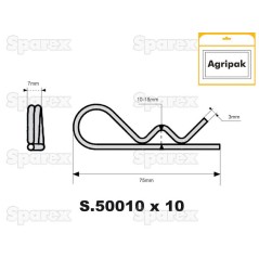 Przetyczka , Spinacz Ø3mm x 75mm 