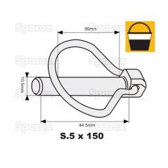 Przetyczka , Sworzeń Ø10.5mm x 44.5mm (150 szt Mała łopatka) 