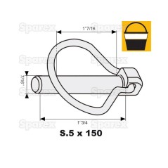 Przetyczka , Sworzeń Ø10.5mm x 44.5mm (150 szt Mała łopatka) 