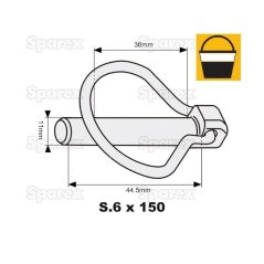 Przetyczka , Sworzeń Ø11mm x 44.5mm (150 szt Mała łopatka) 