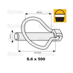 Przetyczka , Sworzeń Ø11mm x 44.5mm (500 szt Duża łopatka) 