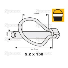 Przetyczka , Sworzeń Ø6mm x 44.5mm (150 szt Mała łopatka) 