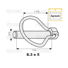 Przetyczka , Sworzeń Ø8mm x 44.5mm (5 szt agropak) 