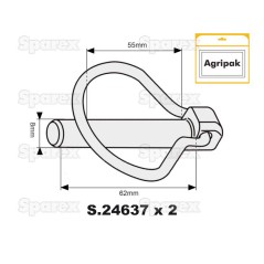 Przetyczka , Sworzeń Ø8mm x 62mm (2 szt agropak) 