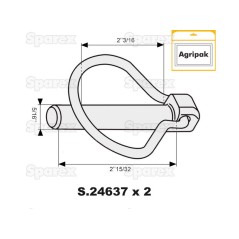 Przetyczka , Sworzeń Ø8mm x 62mm (2 szt agropak) 