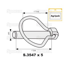 Przetyczka , Sworzeń Ø9.5mm x 44.5mm (5 szt agropak) 