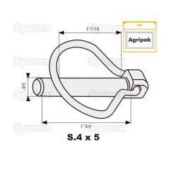 Przetyczka , Sworzeń Ø9mm x 44.5mm (5 szt agropak) 