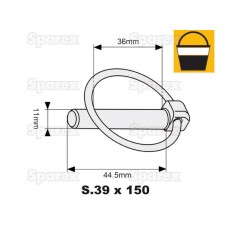 Przetyczka okrągła, Sworzeń Ø11mm x 44.5mm (150 szt Mała łopatka) 