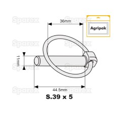 Przetyczka okrągła, Sworzeń Ø11mm x 44.5mm (5 szt agropak) 