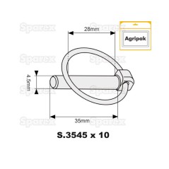 Przetyczka okrągła, Sworzeń Ø4.5mm x 35mm (10 szt agropak) 