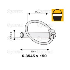 Przetyczka okrągła, Sworzeń Ø4.5mm x 35mm (150 szt Mała łopatka) 