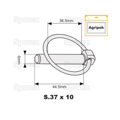 Przetyczka okrągła, Sworzeń Ø6mm x 44.5mm (10 szt agropak) 