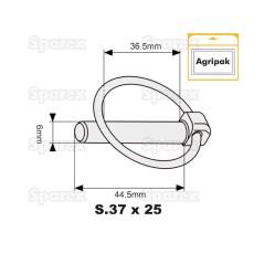 Przetyczka okrągła, Sworzeń Ø6mm x 44.5mm (25 szt agropak) 