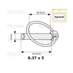 Przetyczka okrągła, Sworzeń Ø6mm x 44.5mm (5 szt agropak) 