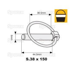 Przetyczka okrągła, Sworzeń Ø8mm x 44.5mm (150 szt Mała łopatka) 