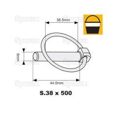 Przetyczka okrągła, Sworzeń Ø8mm x 44.5mm (500 szt Duża łopatka) 