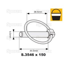 Przetyczka okrągła, Sworzeń Ø9.5mm x 44.5mm (150 szt Mała łopatka) 