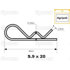 Przetyczka, Spinacz Ø2.5mm x 46mm 