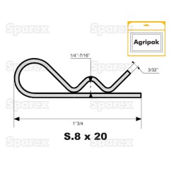 Przetyczka, Spinacz Ø2mm x 44mm 