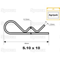 Przetyczka, Spinacz Ø3mm x 66mm 