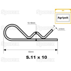 Przetyczka, Spinacz Ø4.5mm x 93mm 