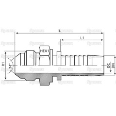 Dicsa JIC 37° Wkład do węża 1'' x 1 5/16'' Gwint męski Prosta 