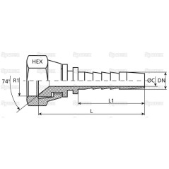 Dicsa JIC 37° Wkłąd węża 1'' x 1 1/16'' Gwint żeński Złączka prosta 