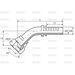 Dicsa JIC 37° Wkłąd węża 1/2'' x 1 1/16'' Gwint żeński 135° Złączka kątowa 