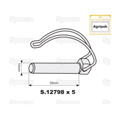 Prztyczka rury, Sworzeń Ø10mm x 55mm (5 szt agropak) 