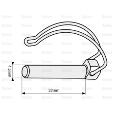 Prztyczka rury, Sworzeń Ø4.5mm x 32mm 