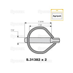 Rebug Przetyczka zabezpieczająca, Sworzeń Ø10.5mm x 46mm (2 szt agropak) 