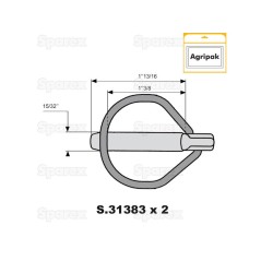 Rebug Przetyczka zabezpieczająca, Sworzeń Ø11.5mm x 46mm (2 szt agropak) 