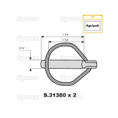 Rebug Przetyczka zabezpieczająca, Sworzeń Ø7.5mm x 44mm (2 szt agropak) 