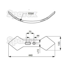 Redlica dwusercowa obracalna 440x135x20mm odległość pomiedzy otworami 45/75mm