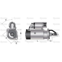 Rozrusznik - 12V, 2.6Natężenie, z kołem redukcyjnym (Mahle) 