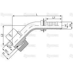 Dicsa Metryczny 24° Wkłąd węża 1'' x M36 x 2 (25S) 135° Swept Swivel With O-Ring 