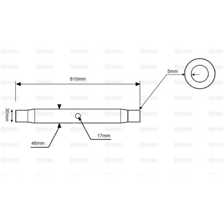 Rura cięgła górnego - M30x3 Metryczny - 610mm