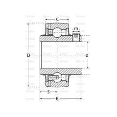 Sparex Plummer Block Bearing Inserts (UC205) (agropak 1szt.) 