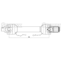 Sparex Wałek odbioru mocy-kompletny - (Lz) Długość: 1010mm, 1 3/8'' x 6 frezów, bolec szybkiego zwalniania to 1 3/8 x 6 ... 